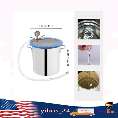 $97.63 • Buy 5 Gallon Tempered Glass Lid Vacuum Chamber, Low Noise Vacuum Degassing Chamber