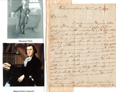£10.22 • Buy 1802 Handwritten Letter 1st President Williams College Ebenezer Fitch - Cogswell