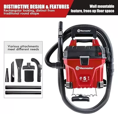 Vacmaster 5 Gallon 5 Peak HP Wet Dry Vacuum Cleaner Wall-Mounted Remote Control • $124.99