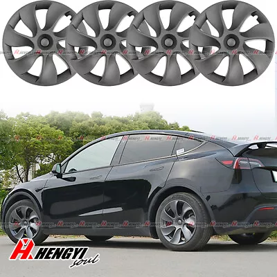 For Tesla Model Y Wheel Cover Caps 19'' Rim Hubcap Hub Cap Set Of 4 Matte Black • $125.99