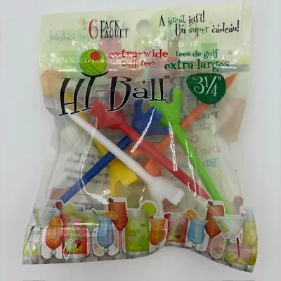 HI-BALL Martini Glass Extra Wide 3-1/4  Multi-Color Golf Tees (6 Tees To A Pack) • $9.99