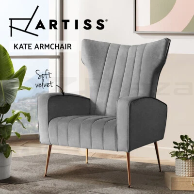 $197.96 • Buy Artiss Armchair Lounge Chair Accent Chairs Armchairs Velvet Sofa Couch Seat