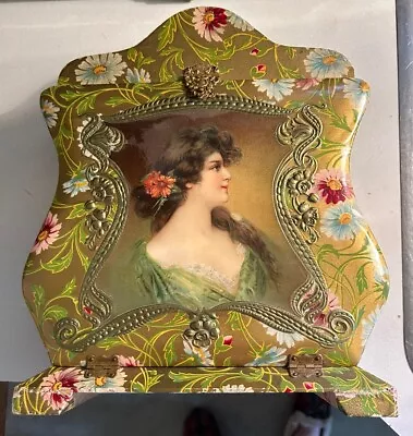 Antique Victorian Celluloid Double Door Dresser Box With Mirrors Portraits • $49.99