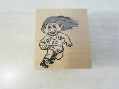 Norfin Troll #23 Playing Basketball Wood Mounted Rubber Stamp C43 Free S&h • $11.69