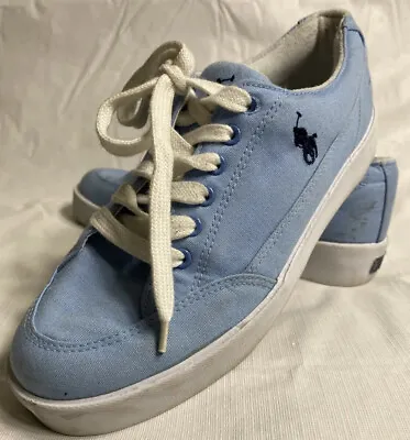 $26.24 • Buy Polo Ralph Lauren Canvas Sneakers Women’s Size 9B Light Blue Athletic Shoes