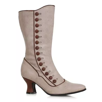 $78.95 • Buy Cream Tan Vintage Bridal Steampunk Victorian Period Era Costume Boots Shoes