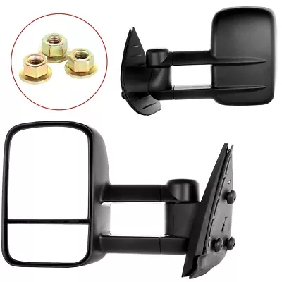 Pair Black Manual Telescoping Tow Mirrors For Chevy Silverado GMC Sierra 07-2014 • $65.99