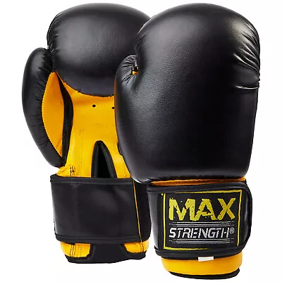 Pro Boxing Gloves Rex Leather UFC Punch Bag MMA Muay Thai Fight Training Mitts • £12.45