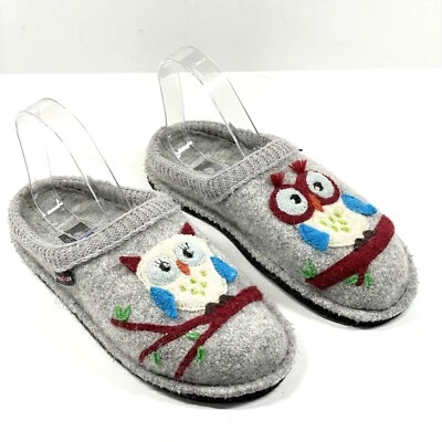 £41.33 • Buy Haflinger Slippers Owl Flair Olivia Mule Grey Wool Indoor Shoes Women EU 37 US 6