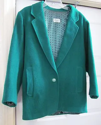 Benetton Italy Jacket Coat 100% Wool Lined Dolman Style Slv Nubby EU 42 US 8/10 • $23.61