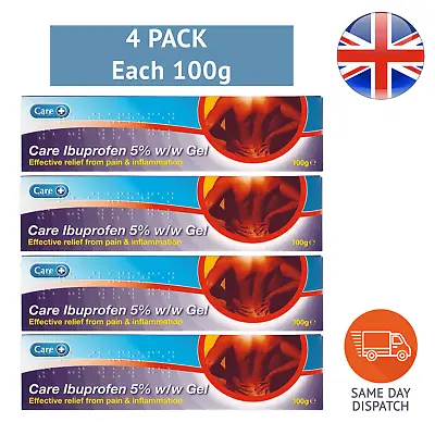 Care Ibuprofn Gel 5% Sport Injuries Relief & Anti Inflammatory Backache 4x 100g • £16.95