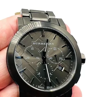 New Burberry Men's Swiss Chronograph Gray Ion Steel 42mm Men's Watch BU9354 • $299.99