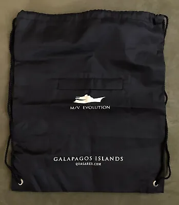 M/V Evolution Galapagos Islands Drawstring Backpack/Zipper Pocket Black NEW • $12.88