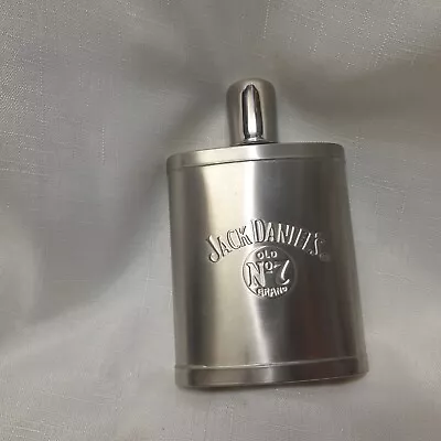 Jack Daniels Old No 7 Brand Stainless Steel 7oz Hip Flask Preloved Free Post Aus • $29.30