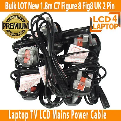 £69.12 • Buy 1.8m Bulk LOT 25 New C7 Figure 8 Fig8 UK 2 Pin Laptop TV LCD Mains Power Cable