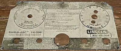 Lincoln Model SA-200 Shield Arc Welder Faceplate Aluminum Vintage Original Worn • $14.95