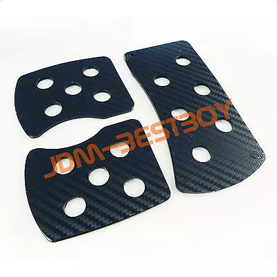 Universal Carbon Fiber Aluminum Sport Pedals Mt Manual Gas Brake Clutch Pad 3pcs • $22.95