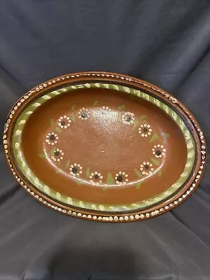  Mexican Tlaquepaque Terracotta Red Barro Clay Serving Bowl Dish 9 3/4   • $20