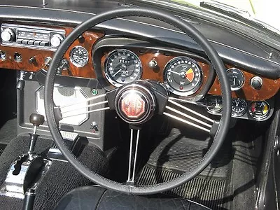 For Mg Mgb 16.5  1962-80 Black Leather Steering Wheel Cover Multi Colors Stitch • $43.25