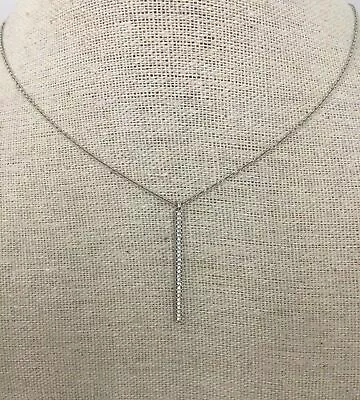 Nadri Silvertone Pave Linear Pendant Necklace  • $6.50