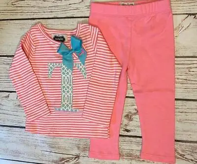 Mud Pie Initial Baby Girl T Tunic & Legging Set With Hair Bow  0-6 Months • $10