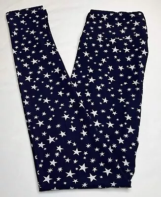 NEW LuLaRoe OS Legging BLUE WHITE Star USA Military Galaxy Astronomy Space Dream • $17.50