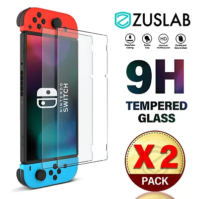 $7.95 • Buy For Nintendo Switch Screen Protector ZUSLAB 9H Full Cover Tempered Glass X 2