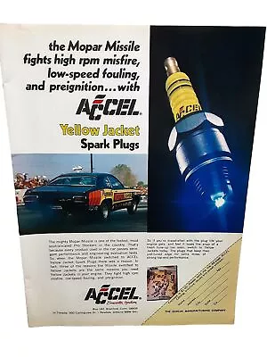 1973 Accel Yellow Jacket Spark Plugs With Mopar Missle Drag Car Original Ad • $5.99