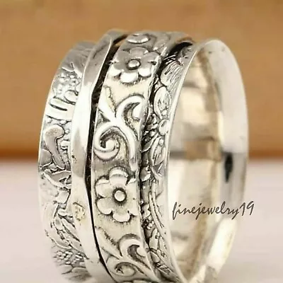 925 Sterling Silver Spinner Ring Meditation Ring Handmade Ring Gift Jewelry-XA15 • $9.78