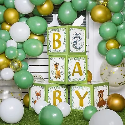 Baby Shower Decorations Baby Boxes Balloon Arch Sage Green Gold White 96 Pc • £9.99