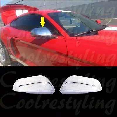 Fit 2015-16 17 18 19 2020 Ford Mustang Top Chrome Mirror Cover With Led BLINKER • $28.96