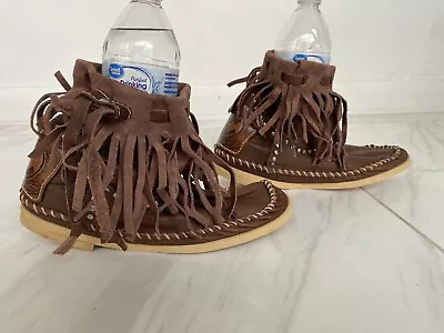 Hector Riccione Fringed Leather Moccasin Boots  10 Italy • $75