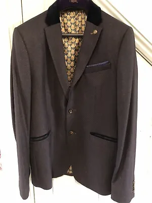 Mens Ted Baker Jacket Size 4 Blue Tweed Smart Evening/day Wear • £20