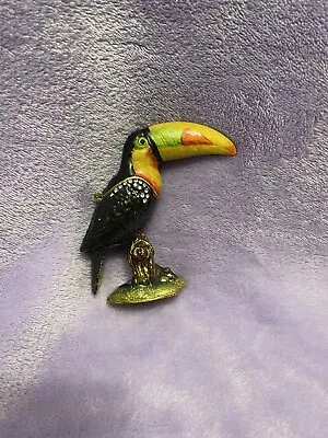 Bejeweled Enameled Pewter Toucan Bird Trinket Box With Crystals 3.75  • $34