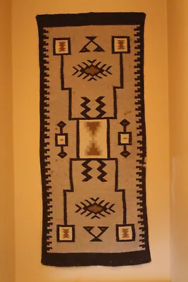 Early Vintage Crystalized Storm Pattern 62 X24  Navajo Rug • $375