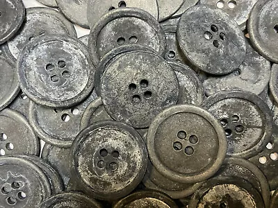 Rare Vintage Cast Metal Button Distress Antique Pewter Finish 15mm 23mm 4hole • $4.99