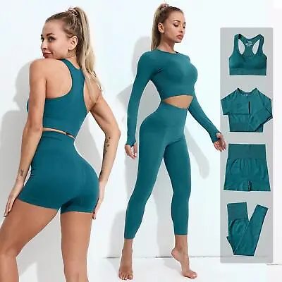 4 Pcs Seamless Women Yoga Set Workout Sportswear Gym Clothes Fitness • $30