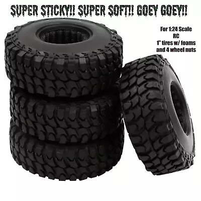 1:18 Scale RC Crawler Tires Super Sticky Soft Compound 1.0  With Foams MTs • $8.99