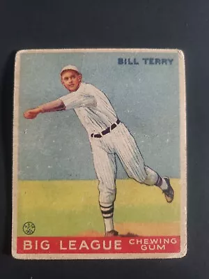 1933 Bill Terry Goudey  Rookie Baseball Card #20 - No Creases  ! • $16.50