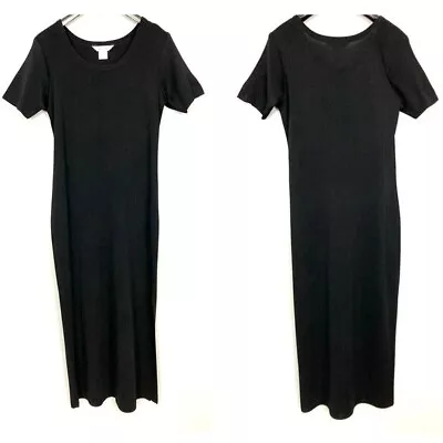 Misook Luxe Knit Maxi Dress Women’s Sz L Classic Short Sleeve Side Slit Designer • $59.99