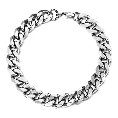 Silver Stainless Steel Curb Cuban Link Chain Bracelet Unisex Women Men 7-11inch • $9.97