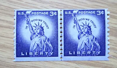 US Scott #1057 3 Cent Statue Of Liberty Coil Line Pair MNH OG  Vintage US Stamps • $1.39