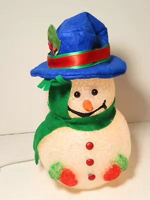 Vintage Popcorn Plastic Lighted Christmas Snowman 9.5 H C6160 • $15.99