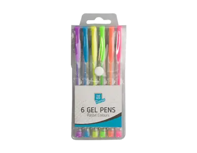 6 Pack Pastel Gel Pens Multicoloured Biros Ink School Office Writing Kids New UK • £2.70