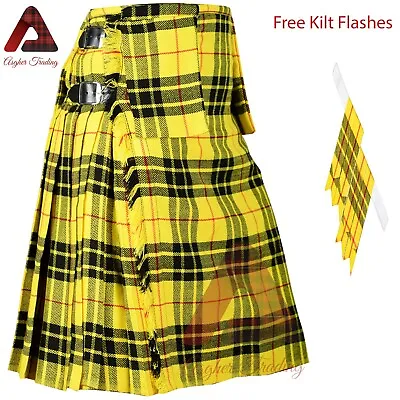 Scottish Handmade Traditional MacLeod Of Lewis Tartan Kilt With Kilt Flashes • $71.25