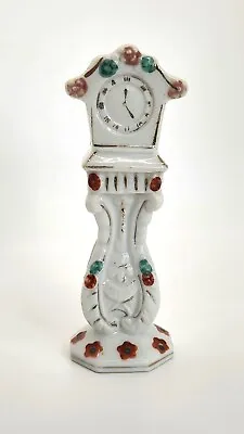 Vintage White Floral Painted Ceramic Grandfather Clock Made In Occupied Japan • $7