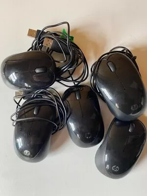 Job Lot Of 5 Hp Usb Optical Wheel Mouse/mice Used Condition • £5