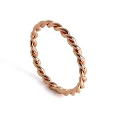 £13.25 • Buy Rose Gold Plated Sterling Silver Twisted Rope Stacking Ring Size H - X