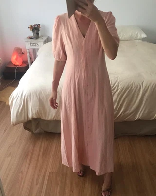 $49.98 • Buy JAASE Ballerina Pink Prairie Button Up Maxi Dress Size S 8 10