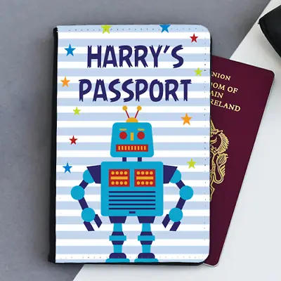 Personalised Robot Cool Boys Baby First Kids Children's Passport Holder Cover • £9.99